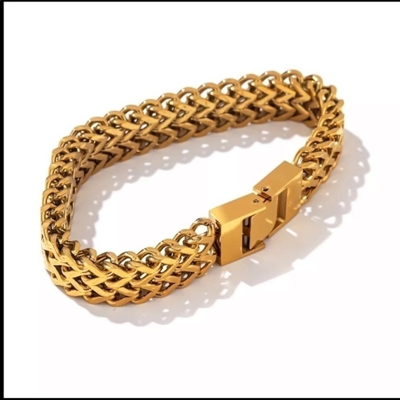 New 18k Gold Plated Chunky Chain Bracelet - Picture 1 of 7